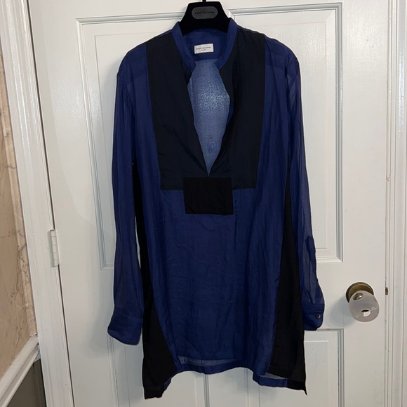 Dries Van Noten Blue and Black Long Sleeves Shirt size 36 - Picture 2 of 10